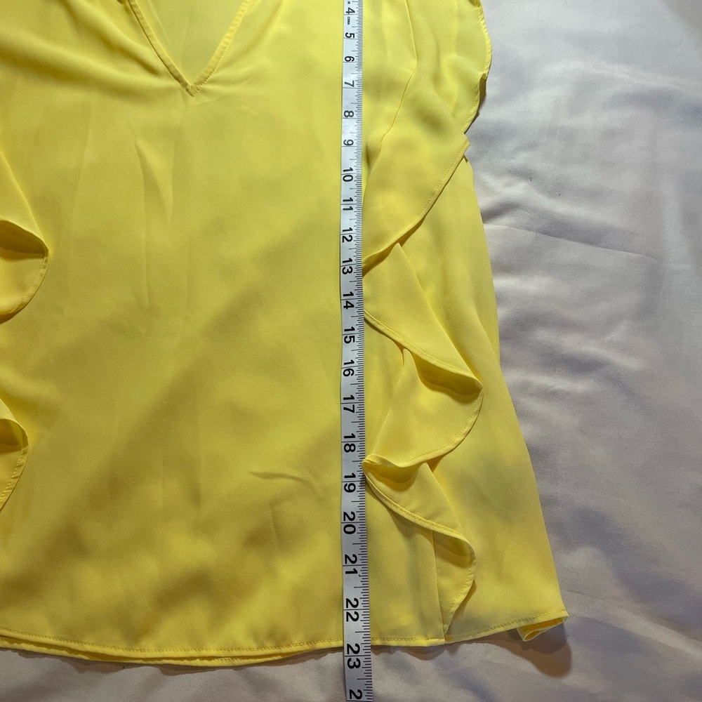The Limited Yellow Ruffle Sleeve V-Neck Women's Top, Size Medium - Picture 8 of 9